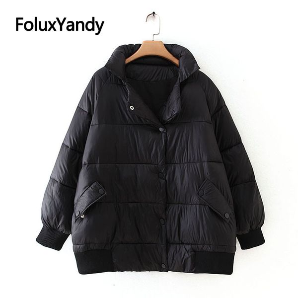

fashion winter parka coat for women loose plus size xxxl casual parka black outerwear kkfy4231