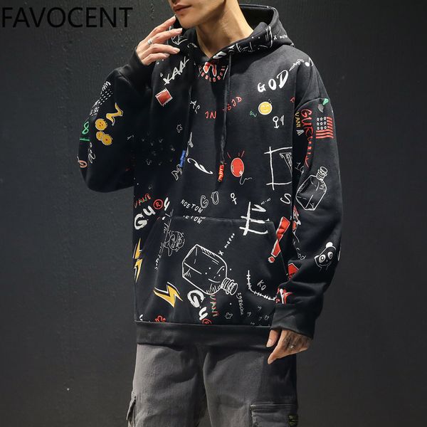 

новые мужские толстовки флис harajuku печати хлопка с капюшоном пуловер hip hop толстовка мужчины женщины hoodie толстовки мужчина streetwea, Black