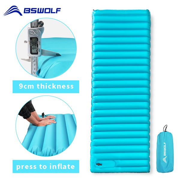 

bswolf inflatable mattress outdoor camping sleeping mat portable ultralight air mattress bed folding single moisture-proof pad