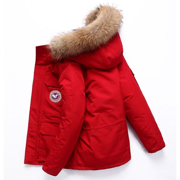 

chinese goose new men's down jacket outdoor down jacket with big collar and thicker young man's cap jacket, Black