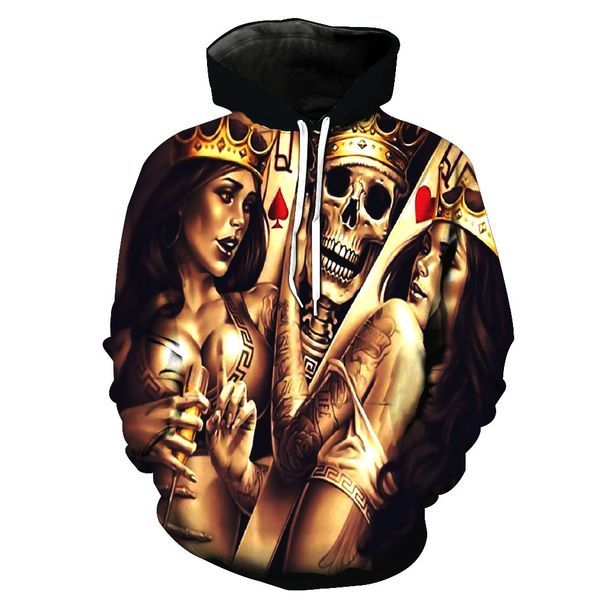 

NEW ARRIVAL Skull King Print Pocket Casual Hoodie for Young Men Designer Hoodies Fashion Hipster Men and Women Sweatshirt