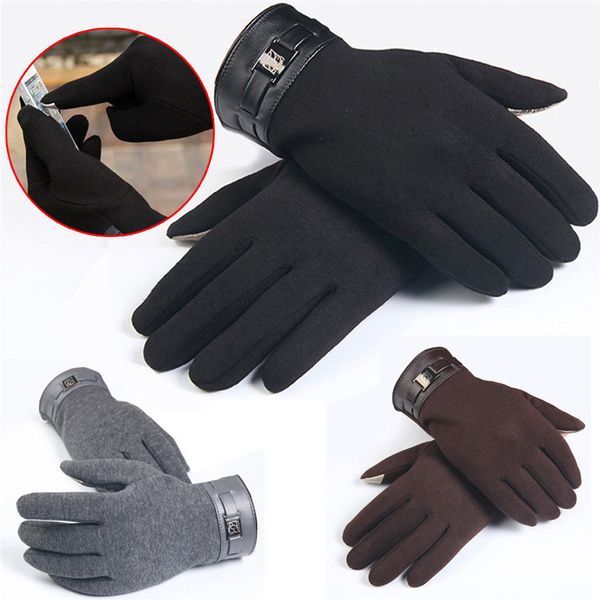 

men and women winter mens full finger smartphone touch screen cashmere warm gloves mittens #1120 a2#, Blue;gray
