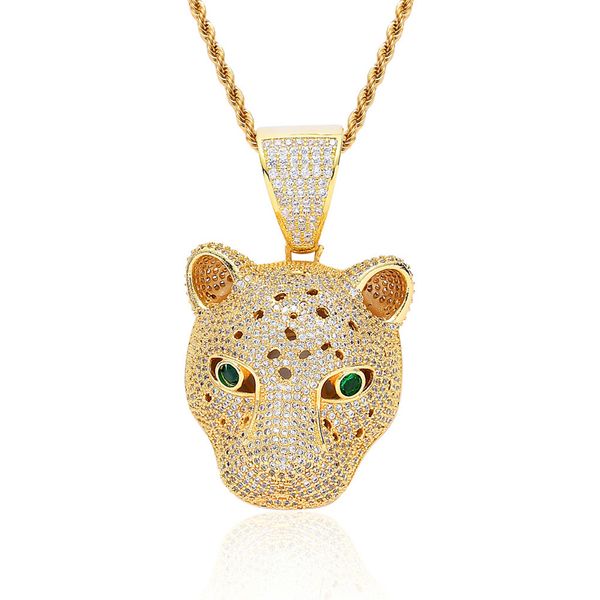 

iced out cz bling leopard глава ожерелье золото серебро цвет micro pave циркона ожерелье мужчины женщины hip hop ювелирные подарки, Silver