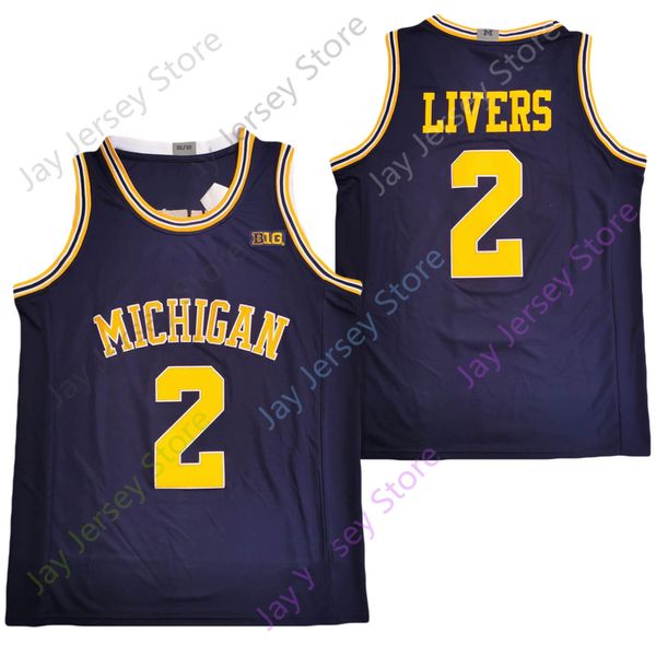 

2020 new ncaa michigan wolverines jerseys 2 isaiah livers college basketball jersey navy size youth adult, Black;red