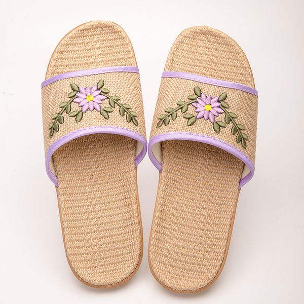 

flax slippers home lovers indoor slippers non-slip soft background silent wood floors cool four seasons men, Black