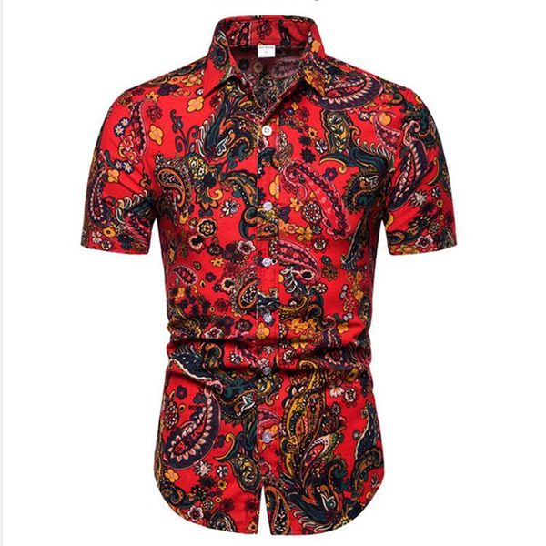 

big sizes 5xl men's casual shirts short-sleeve 2019 summer hawaiian shirt skinny fit with various pattern man clothes 21 colour, White;black