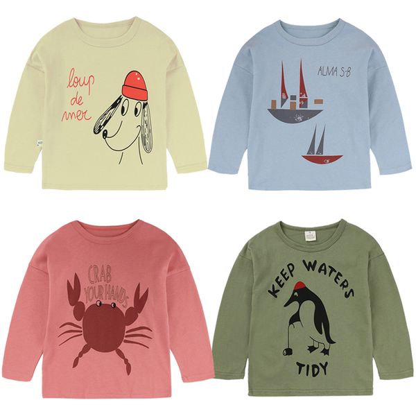 

girls pullover cartoon animal letter long sleeve cotton o-neck spring autumn girls t-shirt clothes girls 9m-8t 04, Blue