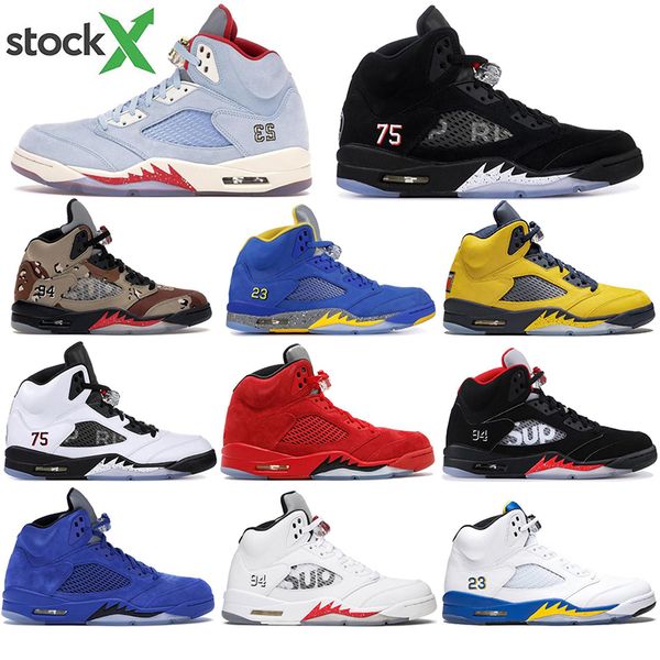 

5 5s wings international flight mens basketball shoes red blue suede white black sup men sports sneakers designer trainers 7-13, White;red
