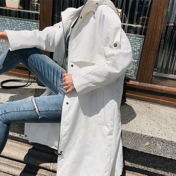 

spring nice the tide windbreaker leisure fashion women's coat loose hooded spring and autumn clothes, Tan;black