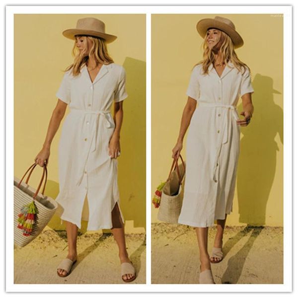 

sleeve loose womens casual dresses solid color button white womens shirt dresses spring lapel neck long, Black;gray