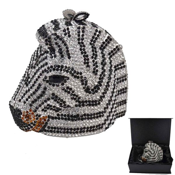 

animal zebra luxury crystal dinner bag women diamond clutch party handbags horse evening bags sc899 cj191213