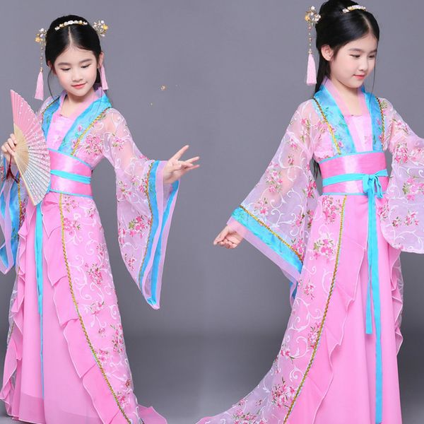 

ancient chinese costume chinese traditional girls child costume folk dance children opera kids dynasty ming tang han hanfu dress, Black;red