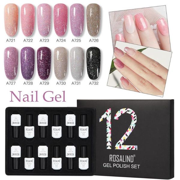 

semi permanent polish 12 color uv gel nail polish rose gold glitter sequins soak off uv gel varnish color nail diy n