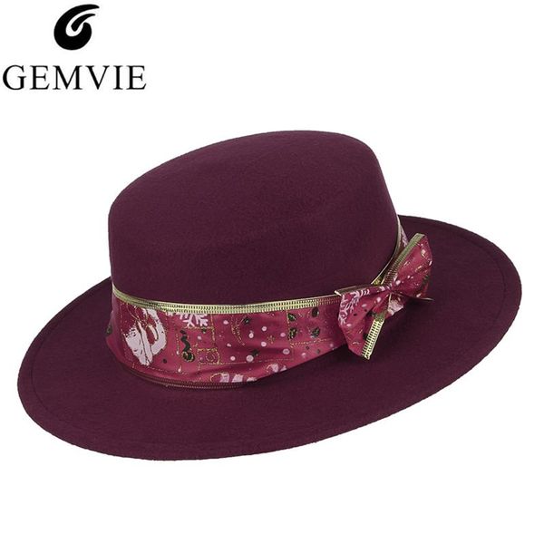 

christmas elegant fedoras for women lady solid color wide brim jazz cap with ribbon christmas party hat fashion felt hat, Blue;gray