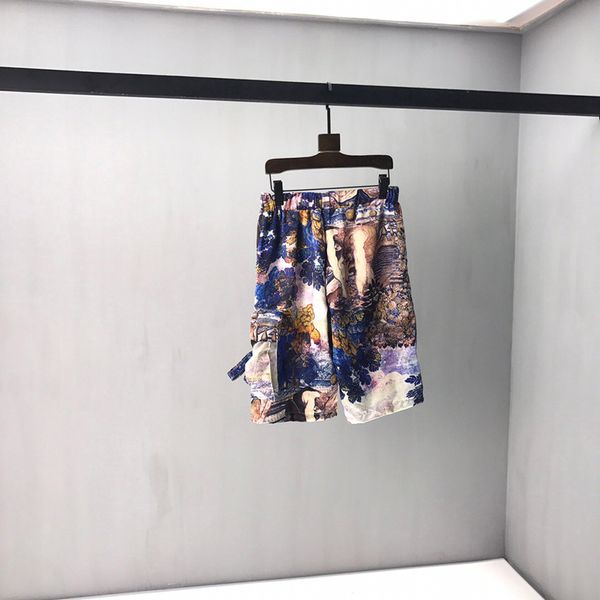 

2020 summer spring fashion designer europe italy oil painting beach shorts men women casual drawstring streetwear pocket pants, White;black