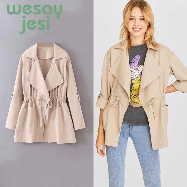 

women coat casual trench solid color office lady outwear fashion sashes coat chic women clothes business outerwear, Tan;black