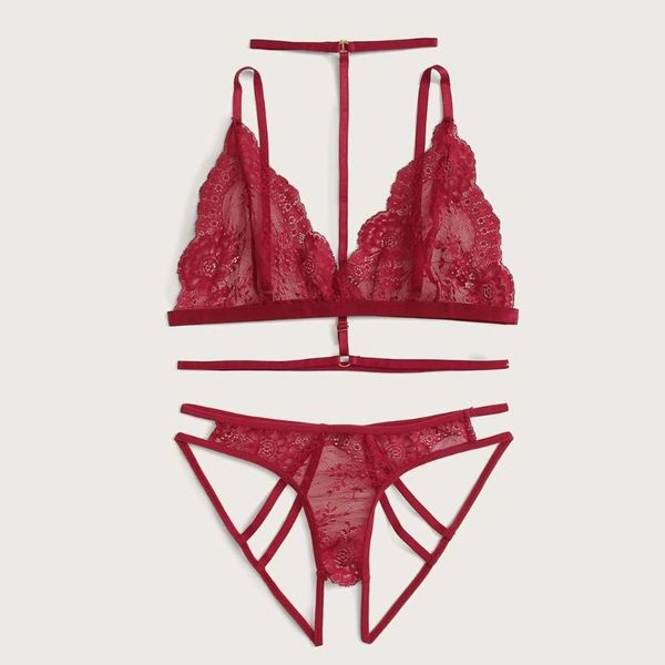 

3pcs women bra set fashion bra polyester lace lingerie straps lenceria mujer women panty bandage set set#0417y30, Red;black