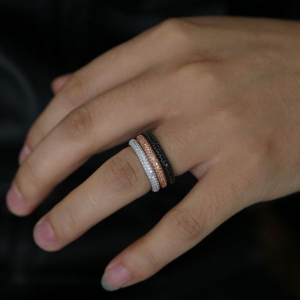 

2018 new simple ring 100% 925 sterling silver women men's engagement jewelry full round zircons treny sparkling finger jewelry, Slivery;golden