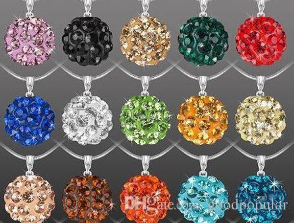 

10mm mix multicolor 18 inch men women snake fashion jewelry crystal disco balls crystal necklace pendants chains n4254, Silver