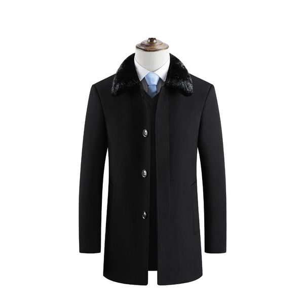 

2019 new thicken big fur collar winter coat men, Black