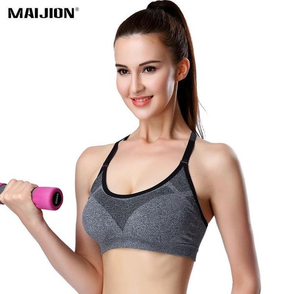 

maijion женщины противоударный бесшовные бюстгальтеры спорт проложенный push up tank top, спортивный центр бег фитнес йога vest stretch бель, White;black