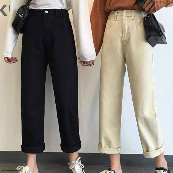 

ladies ankle-length pants female solid jeans preppy style spring autumn women casual jeans women straight pants, Blue