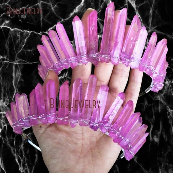 

other pink crystal quartz crown tiara mermaid prom festival sweet 16 ballet birthday gift hj33563, Golden;white