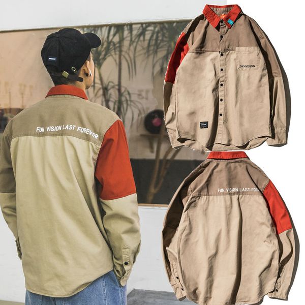 

autumn new 19ss tide brand ins net red camouflage shirt hemp leaf tooling men and women couple long sleeve loose shirt 2020, White;black