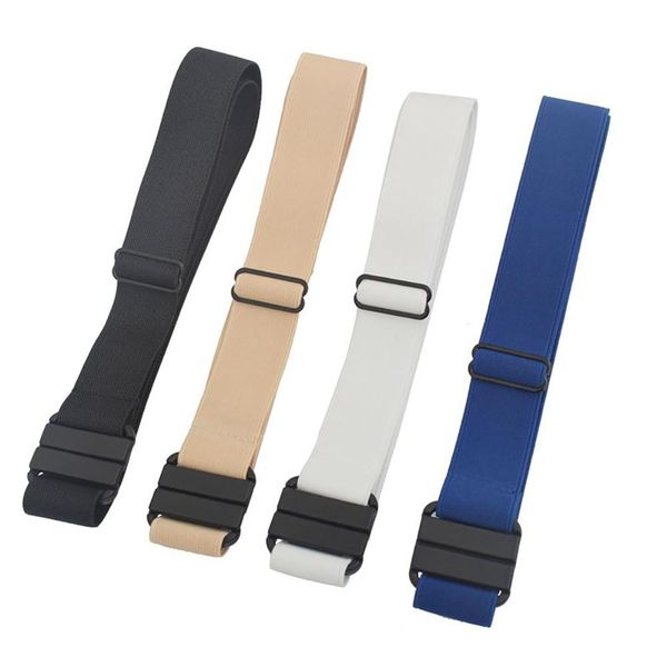 

adjustable stretch belt no show flat buckle non-slip backing simple elastic belt for women men, Black;brown