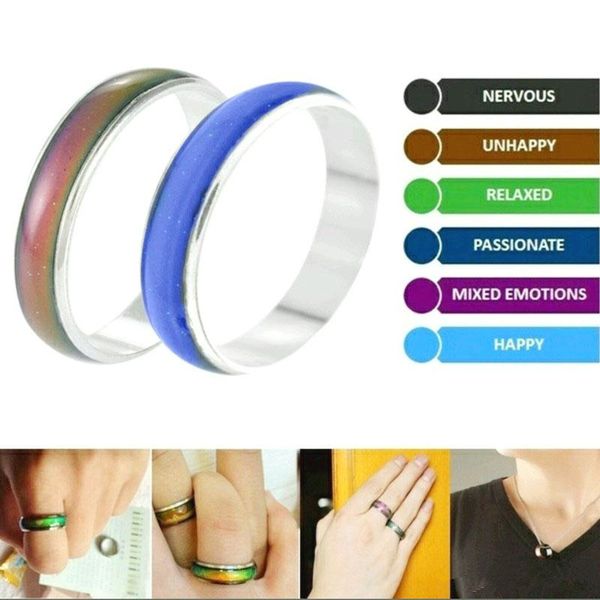 100 Teile/los Großhandel Schmuck Bulks Gemischte Farbe Ändern Silber Überzogene Stimmung Ringe Temperatur Emotion Gefühl Ringe Für Frauen/Männer