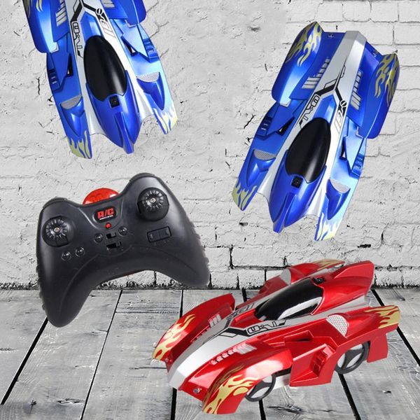 

wholesale remote control climbing wall rc car with led lights 360 degree rotating stunt toys machine wall rc car christmas gift y200414