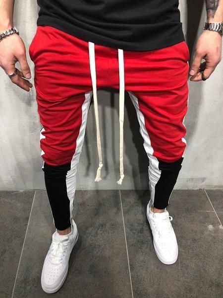 

hiphop мужчины повседневная jogger брюки весна ss19 мужской спорт цвета лоскутная карандаш брюки повседневные pantalones, Black