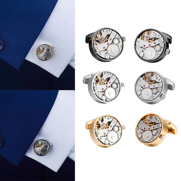 

3 pair steampunk mechanical movement watch gear men, Silver