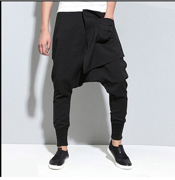 2019 Sonbahar Kadınlar Bırak Kasık Baggy Pantolon Hip Hop Patchwork Harem Pantolon Katı Elastik Bel Kalem Pantolon Punk Sokak Sweatpants 10