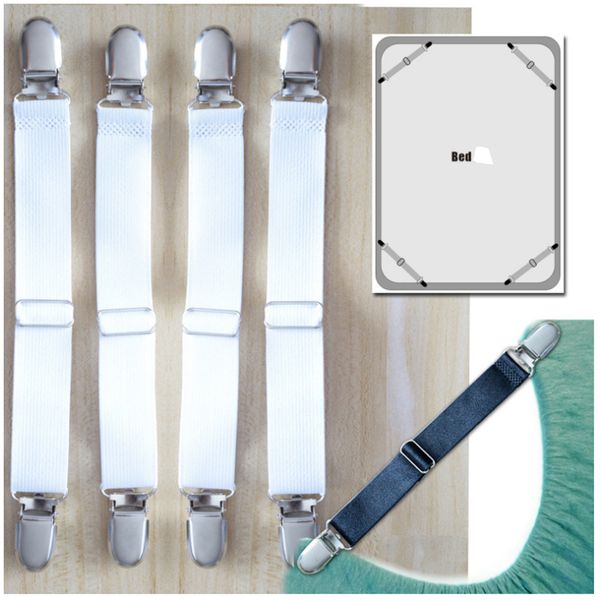 

8 pieces 2-heads white bed sheet holder strap clip blankets sheet gripper garter