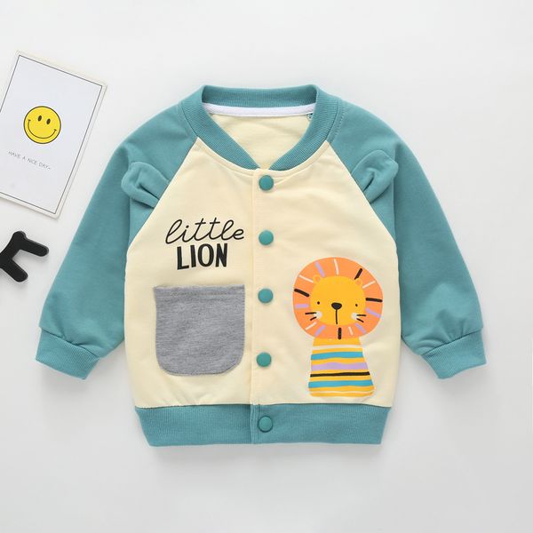 

new autumn winter boys girls coat fashion cartoon little lion printed children's clothing kids knit raglan sleeve sweaters, Blue;gray