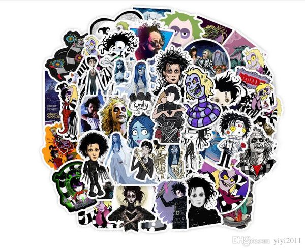 

тим бертон серии фильма beetlejuice ножницы эдвард наклейки для багажа вагонетки чехол для ноутбука скейтборд гитара doodle наклейки
