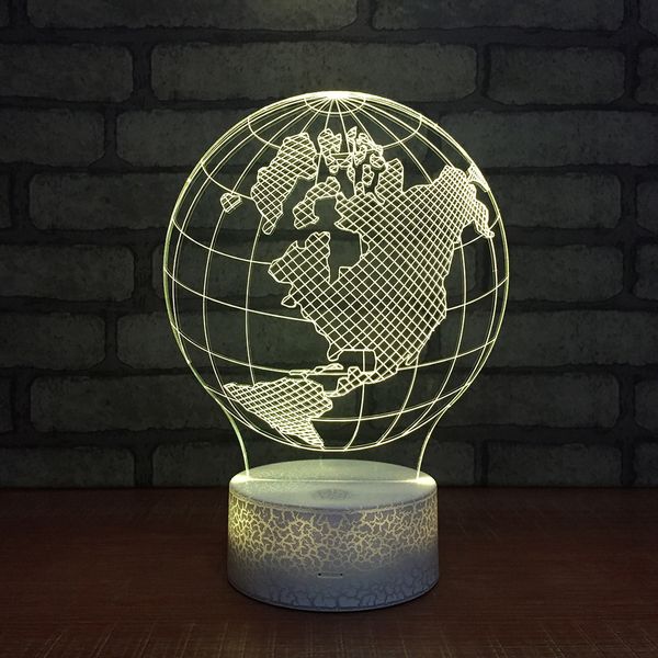 

new personalized globe night light, home office usb power supply colorful 3d lamp 7 color change 3d light fixtures