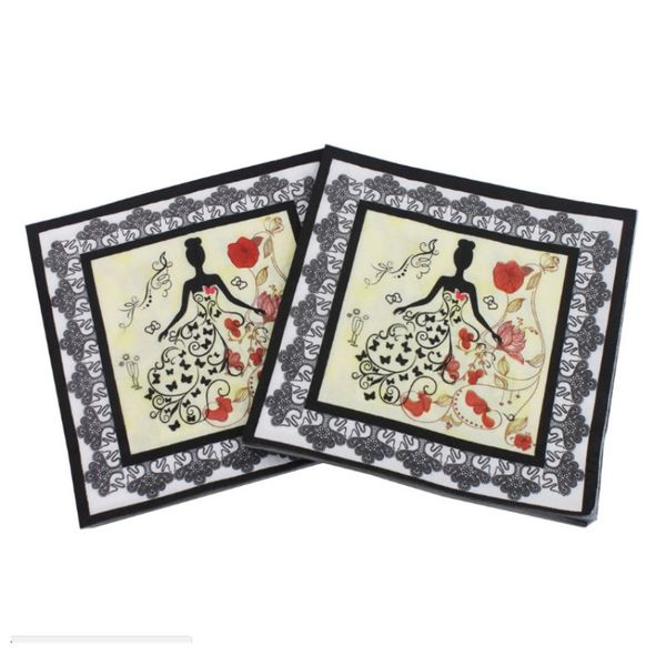 

20 шт. / упак. художественная невеста печатная ткань функция украшения бумажные салфетки для свадьбы 33 см * 33 см салфетка для стола