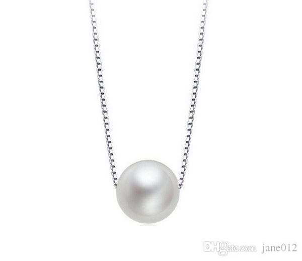 

simple mother pearl pendant necklace with real 925 sterling silver box chain elegant jewelry for womens girls