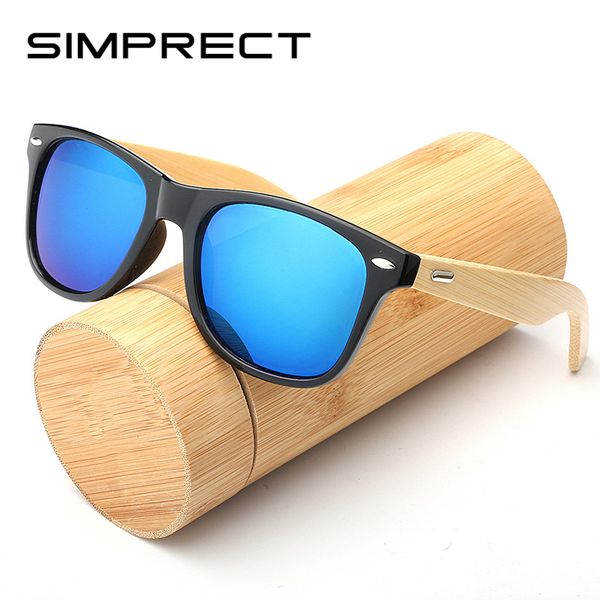 

simprect bamboo wood sunglasses women/men 2019 mirror retro square sunglasses vintage brand sun glasses for men uv400, White;black