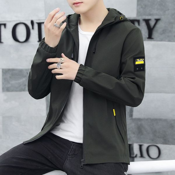 

2019 новый стиль men's пальто корейского стиля trend повседневный тонкий подросток с капюшоном гонконг стиль men's куртки осень одежда, Black;brown