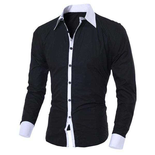 

men's shirt camisa blusa masculina casual slim long-sleeved shirts men dress causal male blouse streetwear camisa masculina, White;black