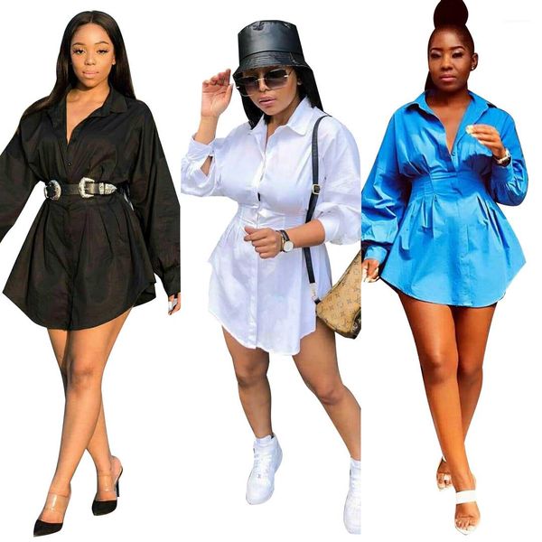 

breasted waist down design shirt dresses fashion womens clothing summer womens casual dresses stand collar solid color single, Black;gray