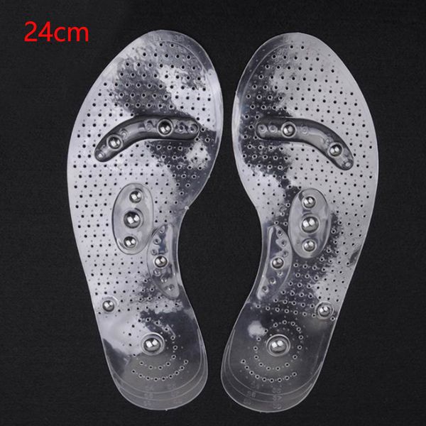 

women men healthy insoles orthosis foot care massage anti-fatigue slimming magnetic pvc therapy soft breathable transparent, Black
