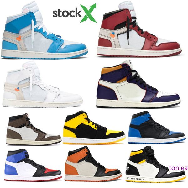 

высокое качество 1 og travis скоттс obsidian мужские ботинки баскетбола spiderman unc 1s top 3 banned бред toe мужчины спорт дизайнерские кр