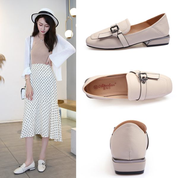 

bow-tie metal buckle belt square toe oxfords shoes woman slip on shallow mouth moccasins all-match cosy sewing derby shoes women, Black