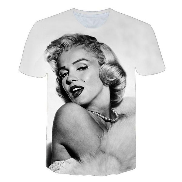 

european and american fashion marilyn monroe 3d digital printing short-sleeved t-shirt men's casual loose short-sleeved wholesale