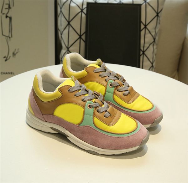 

2019 lace up multicolor chain reaction woman luxury brand de igner hoe cowhide fa hion ca ual hoe