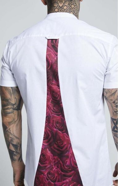 

siksilk белая роза мотогонщик slim-подходят рубашка, White;black